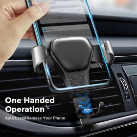 Universal Gravity Phone Holder Car Air Vent Mount Metal Mobile Stand GPS Support For Smartphone Air Vent Stand Cradle For Mobile Cell Phone (Type: No Rotate, Color: Black)
