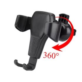 Universal Gravity Phone Holder Car Air Vent Mount Metal Mobile Stand GPS Support For Smartphone Air Vent Stand Cradle For Mobile Cell Phone (Type: With Rotate, Color: Black)