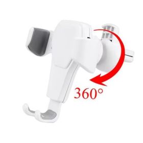 Universal Gravity Phone Holder Car Air Vent Mount Metal Mobile Stand GPS Support For Smartphone Air Vent Stand Cradle For Mobile Cell Phone (Type: With Rotate, Color: White)