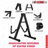 5 Core Guitar Stand Floor A Frame Adjustable Folding Holder With Rubber Feet Heavy Duty Electric Acoustic Bass Cello Stands Pair - GSS BLK